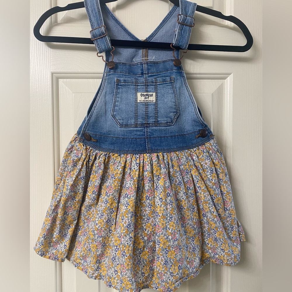 OshKosh B'gosh Denim Blue and Yellow Floral Skirtall    Size 4T